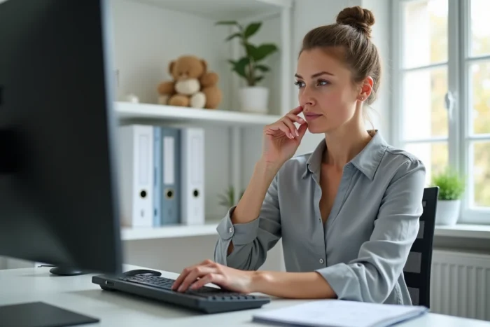Femme utilisant un simulateur en ligne pour estimer le tarif des services d'aide à domicile ADMR en 2026